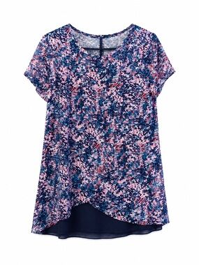 NWT Motherhood Maternity Nursing Top Medium Pink Blue Floral High-Low Hem